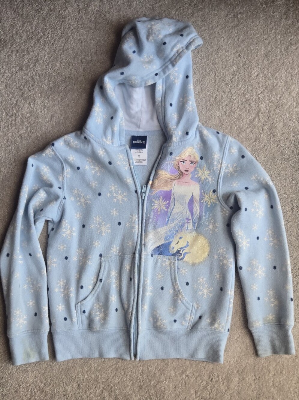 Disney Light Blue Elsa Zip Hoodie with Snowflake Design